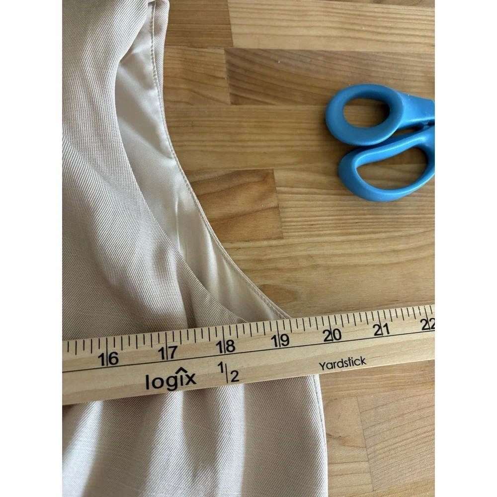 Express Sleeveless Wide Leg Jumpsuit Womens L Beige Linen Blend‎ Wide Leg Collar